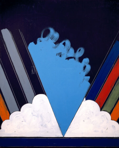 1974<br>Notturno<br>pittura industriale, tempera, matita su tela<br>cm 100x80