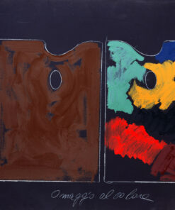 1974<br>Omaggio al colore<br>pittura industriale, tempera, matita su tela<br>cm 60x80