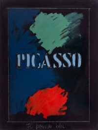 1974<br>Picasso, Il Periodo Blu<br>pittura industriale, tempera, matita su tela<br>cm 80x60