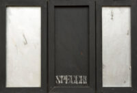 1974 (1964)<br>' Specchi '<br>smalto industriale, vernice, collage di legno su tavola<br>cm 60x90