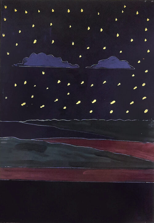 1975<br>pittura industriale, tempera, matita su tela<br>cm 100x70