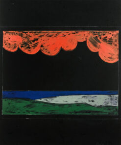 1975<br>Paesaggio su Fondo Nero<br>pittura industriale, tempera, matita su tela<br>cm 160x130