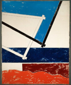 1975<br>Paesaggio geometrico<br>pittura industriale, tempera, grafite su tela<br>cm 160x130