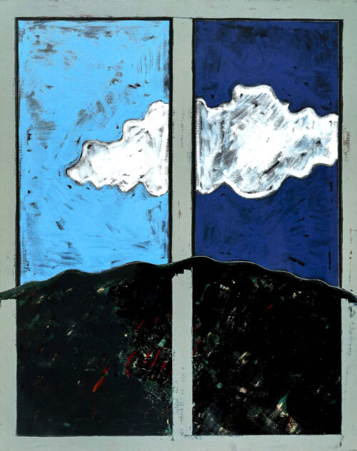 1975<br>pittura industriale, tempera matita su tela<br>cm 100x80