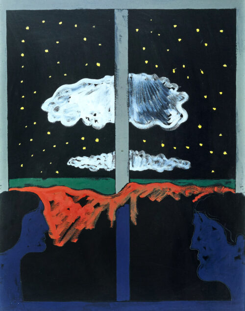 1975<br>pittura industriale, tempera, matita su tela<br>cm 100x80