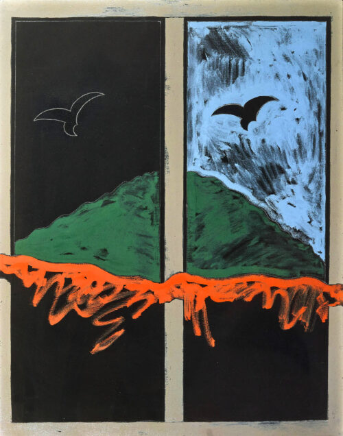 1975<br>pittura industriale, tempera, matita su tela<br>cm 100x80