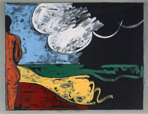 1975<br>pittura industriale, tempera, matita su tela<br>cm 80x100