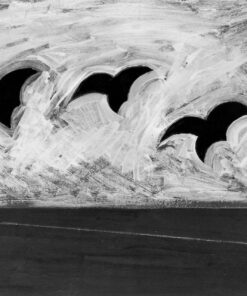 1975<br>Paesaggio con la V<br>pittura industriale, tempera, matita su tela<br>cm 60x80