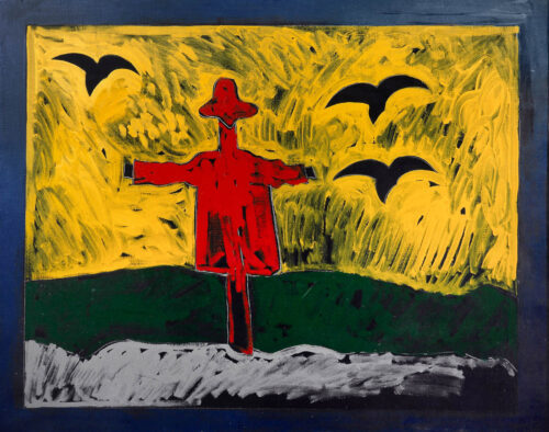 1975<br>Omaggio a Van Gogh<br>pittura industriale, tempera, matita su tela<br>cm 70x100