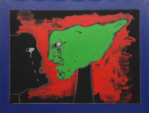 1975 24,4<br>Per il XXX anniversario della resistenza<br>pittura industriale, tempera, matita su tela<br>cm 60X80