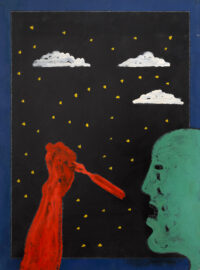 1975<br>Attila<br>pittura industriale, tempera, matita su tela<br>cm 80x60