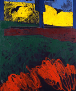 1975<br>pannello 1<br>Dal suicidio di Van Gogh<br>pittura industriale, tempera, matita su tela<br>cm 200x100