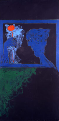 1975<br>pannello 2<br>Dal suicidio di Van Gogh<br>pittura industriale, tempera, matita su tela<br>cm 200x100