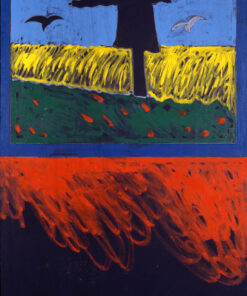 1975<br>pannello 3<br>Dal suicidio di Van Gogh<br>pittura industriale, tempera, matita su tela<br>cm 200x100