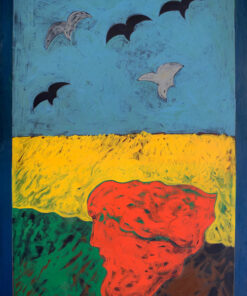 1975<br>' Il campo di Arles nell'estate 1964 '<br>pittura industriale, tempera, matita su tela<br>cm 150x100