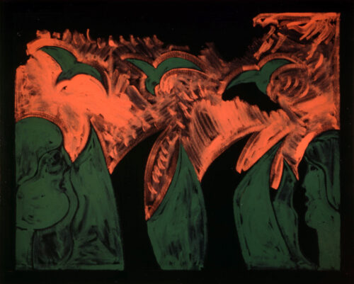 1975<br>pittura industriale, tempera, matita su tela<br>cm 80x100