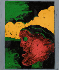 1975 27 giugno<br>La liberazione, a Caterina<br>pittura industriale, tempera, matita su tela<br>cm 80x60