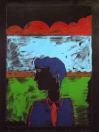 1975 28 giugno<br>pittura industriale, tempera, matita su tela<br>cm 80x60