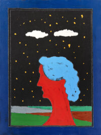 1975<br>Ritratto di Graziella Lonardi<br>pittura industriale, tempera, matita su tela<br>cm 80x65