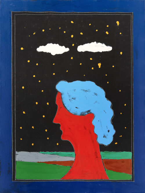 1975<br>Ritratto di Graziella Lonardi<br>pittura industriale, tempera, matita su tela<br>cm 80x65