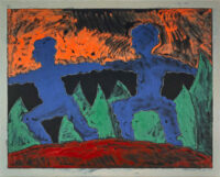 1975<br>pittura industriale, tempera, matita su tela<br>cm 80x100