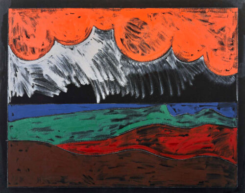 1975<br>pittura industriale, tempera, matita su tela<br>cm 80x100