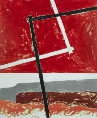 1975<br>Paesaggio Geometrico<br>pittura industriale, tempera, grafite su tela<br>cm 160x130