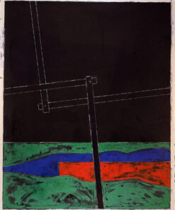 1975<br>Paesaggio Geometrico<br>pittura industriale, tempera, matita su tela<br>cm 160x130