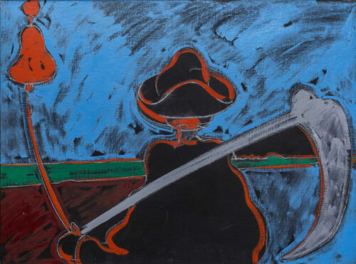 1975<br>pittura industriale, tempera, matita su tela<br>cm 60x80