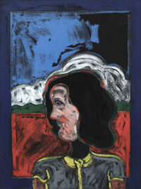 1975 13-9<br>Ritratto di Anita Festa<br>pittura industriale, tempera, matita su tela<br>cm 80x60