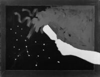 1975<br>Rosso veneziano, dedicato a Sandy Telai<br>pittura industriale, tempera, matita su tela<br>cm 60x80