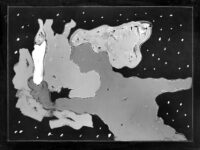 1975<br>La mia ragazza quando viene primavera<br>pittura industriale, tempera, matita su tela<br>cm 60x80