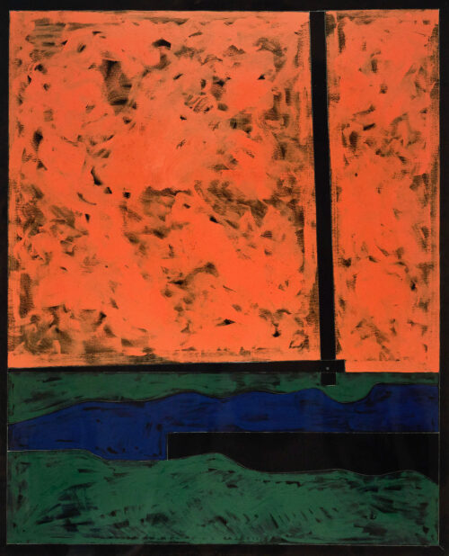 1975<br>Paesaggio Geometrico<br>pittura industriale, tempera, matita su tela<br>cm 160x130