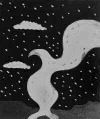 1975<br>pittura industriale, tempera, matita su tela<br>cm 160x70