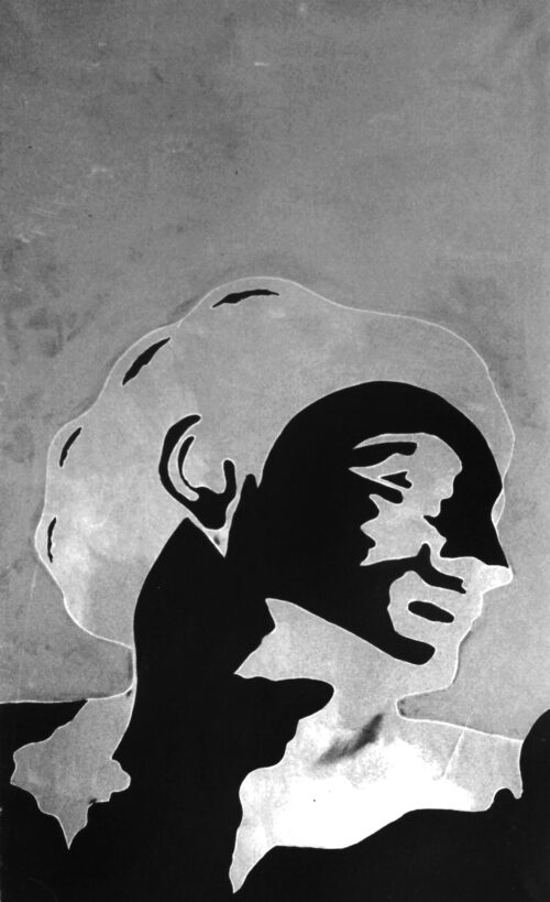 1975<br>pittura industriale, tempera, proiezione fotografica su tela<br>cm 100x60