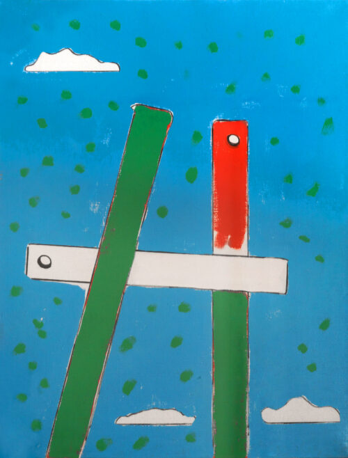 1975 (1965)<br>Cielo Meccanico<br>smalto e pennarello su tela<br>cm 80x60