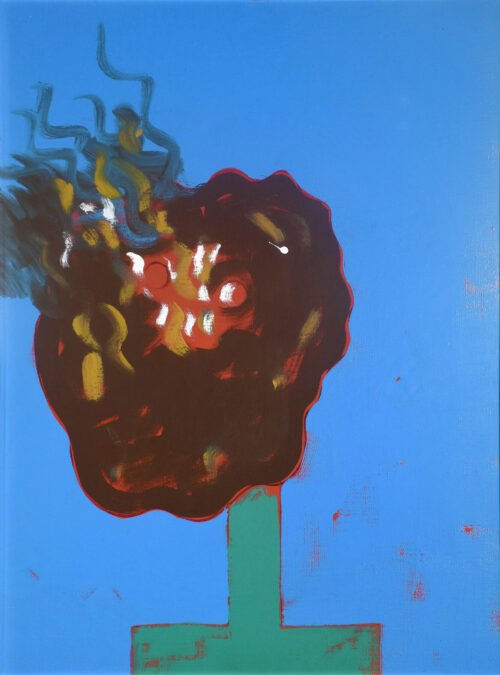 1975 (1965)<br>' Indagine sul punto '<br>smalto industriale e tempera su tela<br>cm 80x60