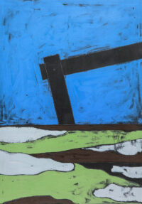 1975<br>Paesaggio senza luce<br>pittura industriale, tempera, matita su tela<br>cm 80x60