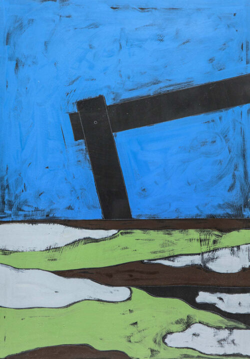 1975<br>Paesaggio senza luce<br>pittura industriale, tempera, matita su tela<br>cm 80x60