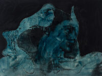 1976 <br>pittura industriale ,smalto alla anilina, fotografia emulsionata su tela<br>cm 80x110