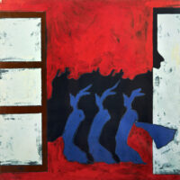 1976<br>Paesaggio<br>pittura industriale, tempera, matita su tela<br>cm 100x100