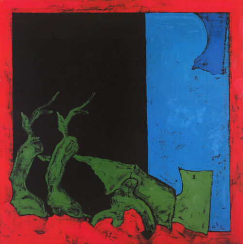 1976<br>Paesaggio<br>pittura industriale, tempera, matita su tela<br>cm 100x100