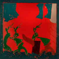 1976<br>Particolare del peccato originale<br>pittura industriale, tempera, pennarello su tela<br>cm 100x100