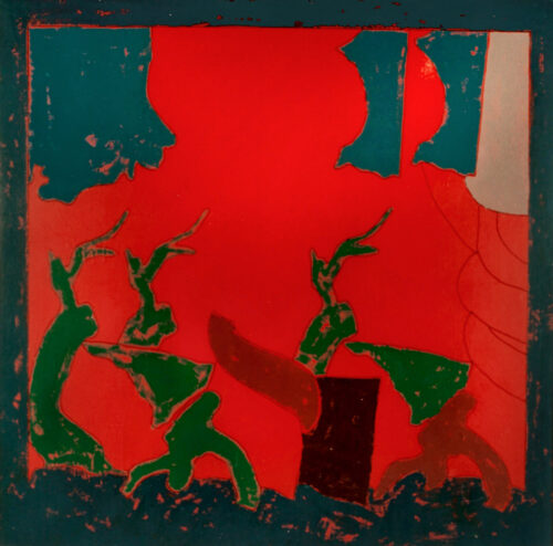 1976<br>Particolare del peccato originale<br>pittura industriale, tempera, pennarello su tela<br>cm 100x100