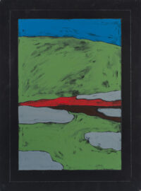 1976<br>Paesaggio senza luce<br>pittura industriale, tempera, matita su tela<br>cm 80x60