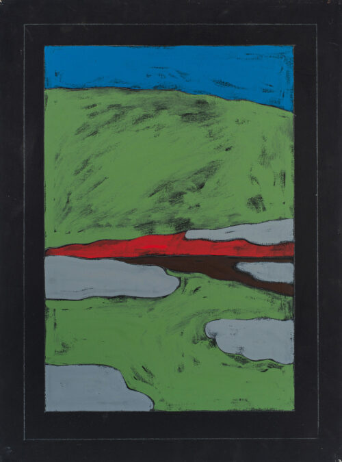 1976<br>Paesaggio senza luce<br>pittura industriale, tempera, matita su tela<br>cm 80x60