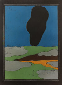 1976<br>Paesaggio senza luce<br>pittura industriale, tempera, matita su tela<br>cm 80x60