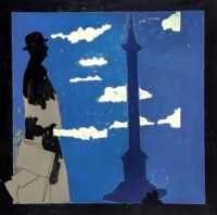 1976<br>In Memoria di Londra<br>pittura industriale, tempera, pennarello su tela<br>cm 100x100