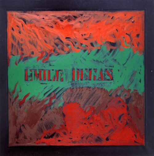 1976<br>Emile Degas<br>pittura industriale, tempera, matita su tela<br>cm 100x100