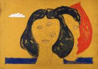 1976<br>Omaggio a Picasso<br>pittura industriale, tempera, pennarello su tela<br>cm 70x100